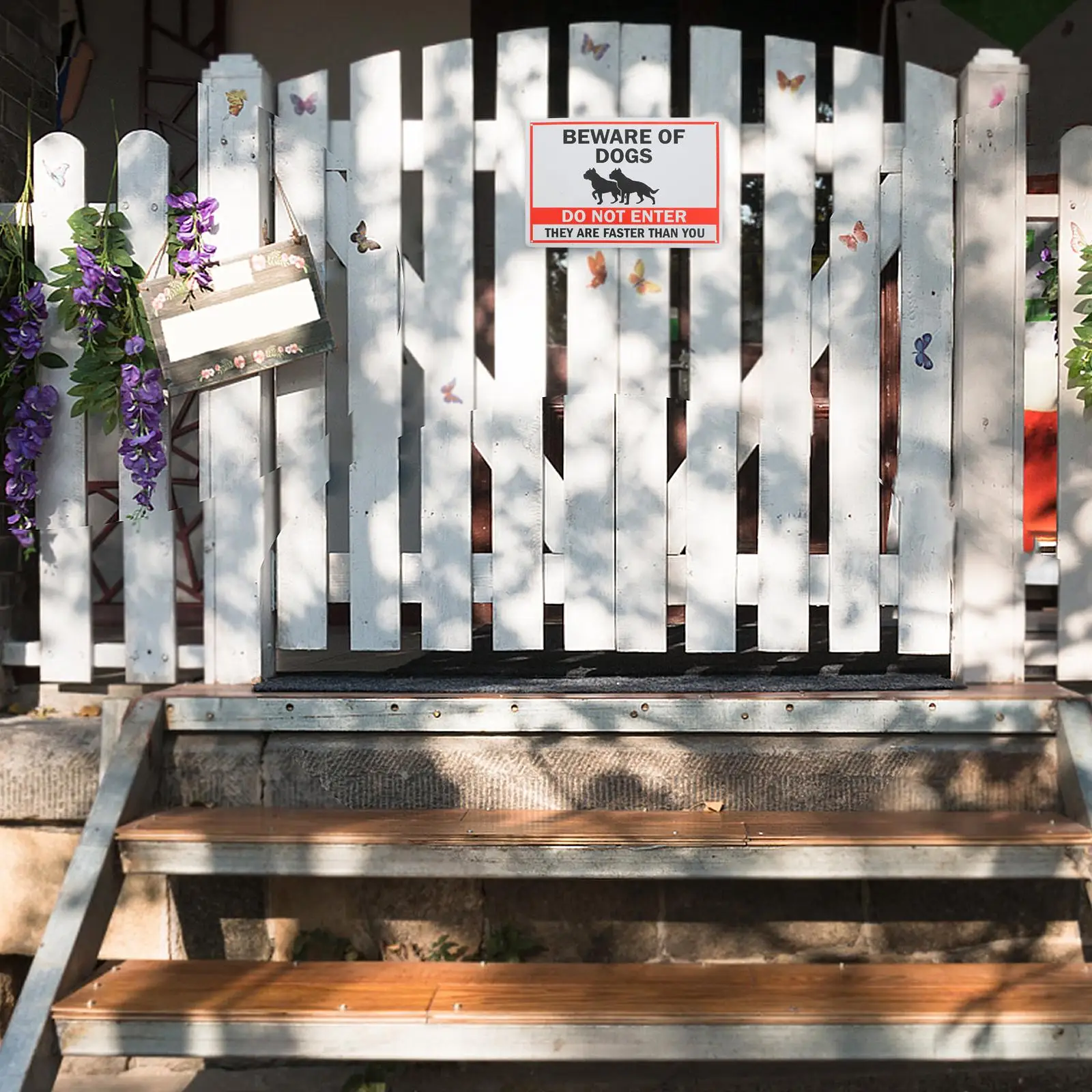 Gartendekoration, Retro-Hundeschild, kräftige Farben, für den Innen- und Außenbereich, vorgebohrte Löcher, Hof-Wanddekoration, Schilder