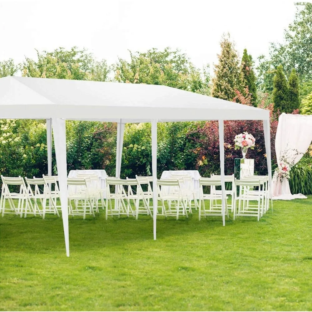 

Feet Outdoor Canopy Tent, Wedding Party Tent with 16 Stakes & 8 Wind Ropes, Yard Enclosed White Tent for Events