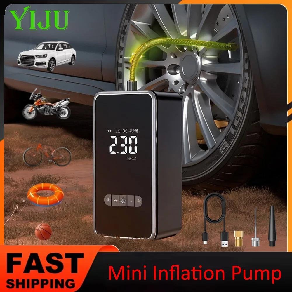

1 комплект, автомобильный воздушный насос, портативный мини-самоходный электрический насос для шин, ручной беспроводной насос с цифровым дисплеем, зарядный насос