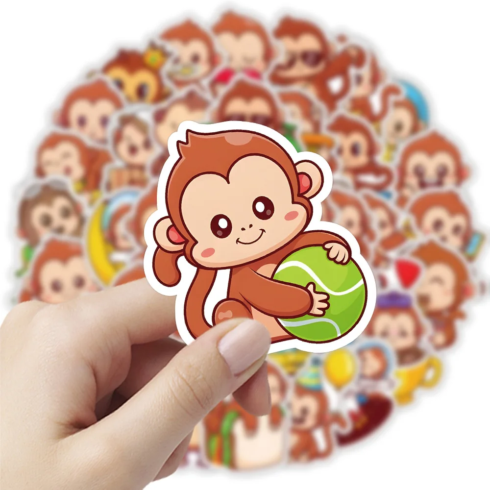 50 قطعة ملصقات القرد لطيف الحيوان الكرتون Stciekrs الكتابة على الجدران DIY بها بنفسك سجل القصاصات الأمتعة المحمول الهاتف سيارة الدراجة الشارات الاطفال اللعب الهدايا #3