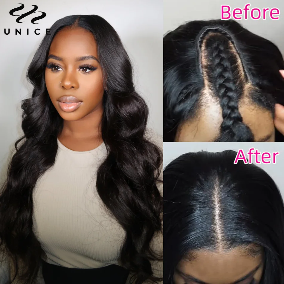UNice Hair Body Wave U Part Wig / V Part Wig 100% Human Hair Glueless Wig No Glue No Leave Out Lace V-Part Wig like A Sew In