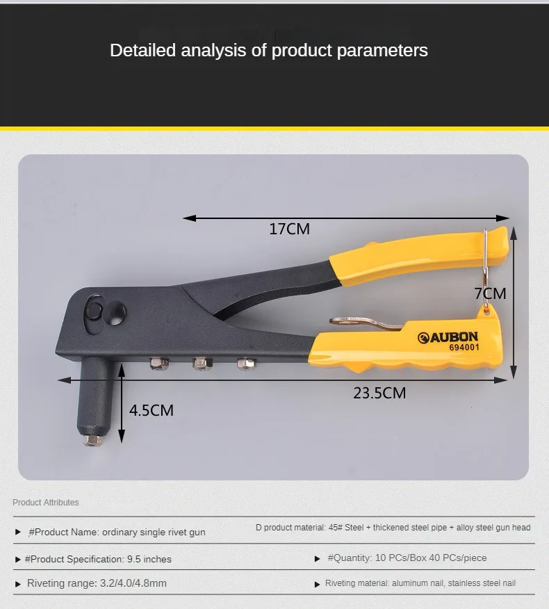 Heavy Duty Manual Riveting Machine Kit, Riveting Gun, Rivet Nut, Adequado para Todos os Aço, SturStructure Instruments