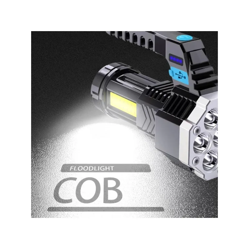 7LED superheldere zaklamp - USB oplaadbaar, lange batterijduur, COB-zijlicht, compact voor noodgevallen en patrouilles buitenshuis