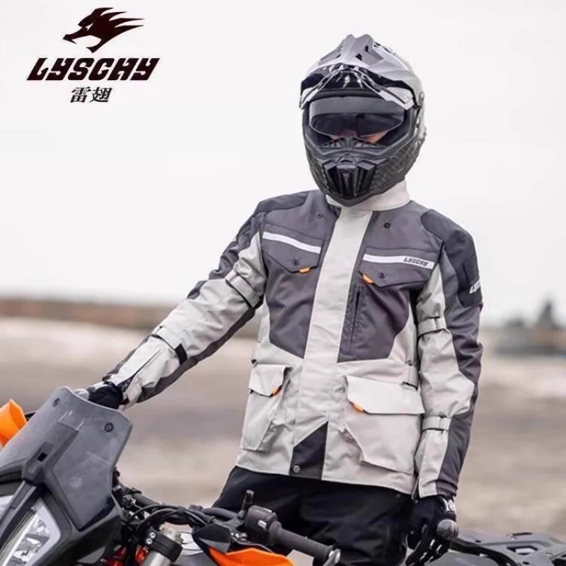 

LYSCHY Куртка и брюки для мотокросса — водонепроницаемый ветрозащитный полный комплект для мужчин и женщин, раллийный костюм с защитой от падения и капюшоном, молния, зимнепроницаемый наряд