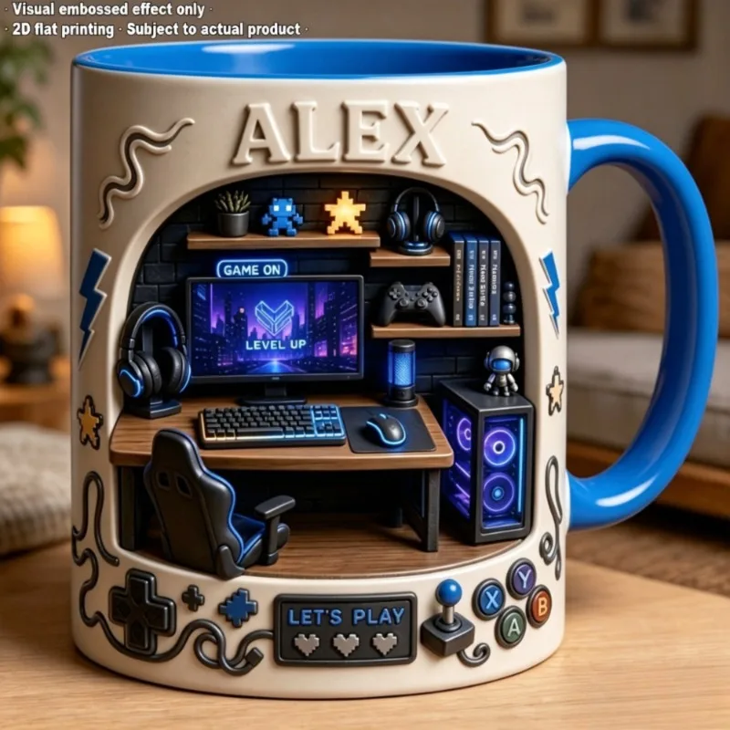 Esports Themed Mug with Ceramic Coffee Cup Name 2D Printing Simulation Relief Cup As A Gift for Gamers