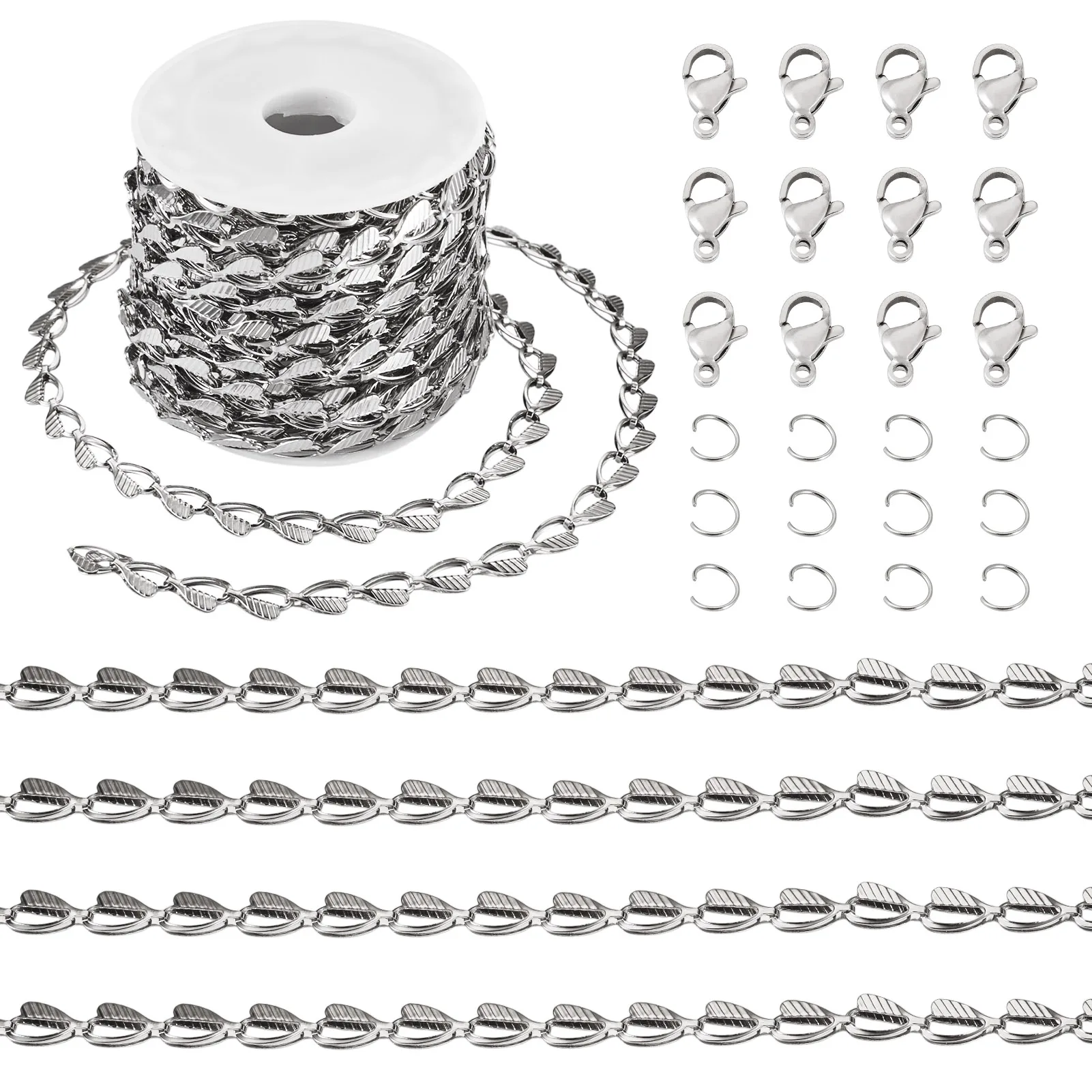 

About 5M Love Heart Link Chains 304 Stainless Steel Chains for DIY Bracelets Necklaces Anklet Making Kits Women Jewelry Gift