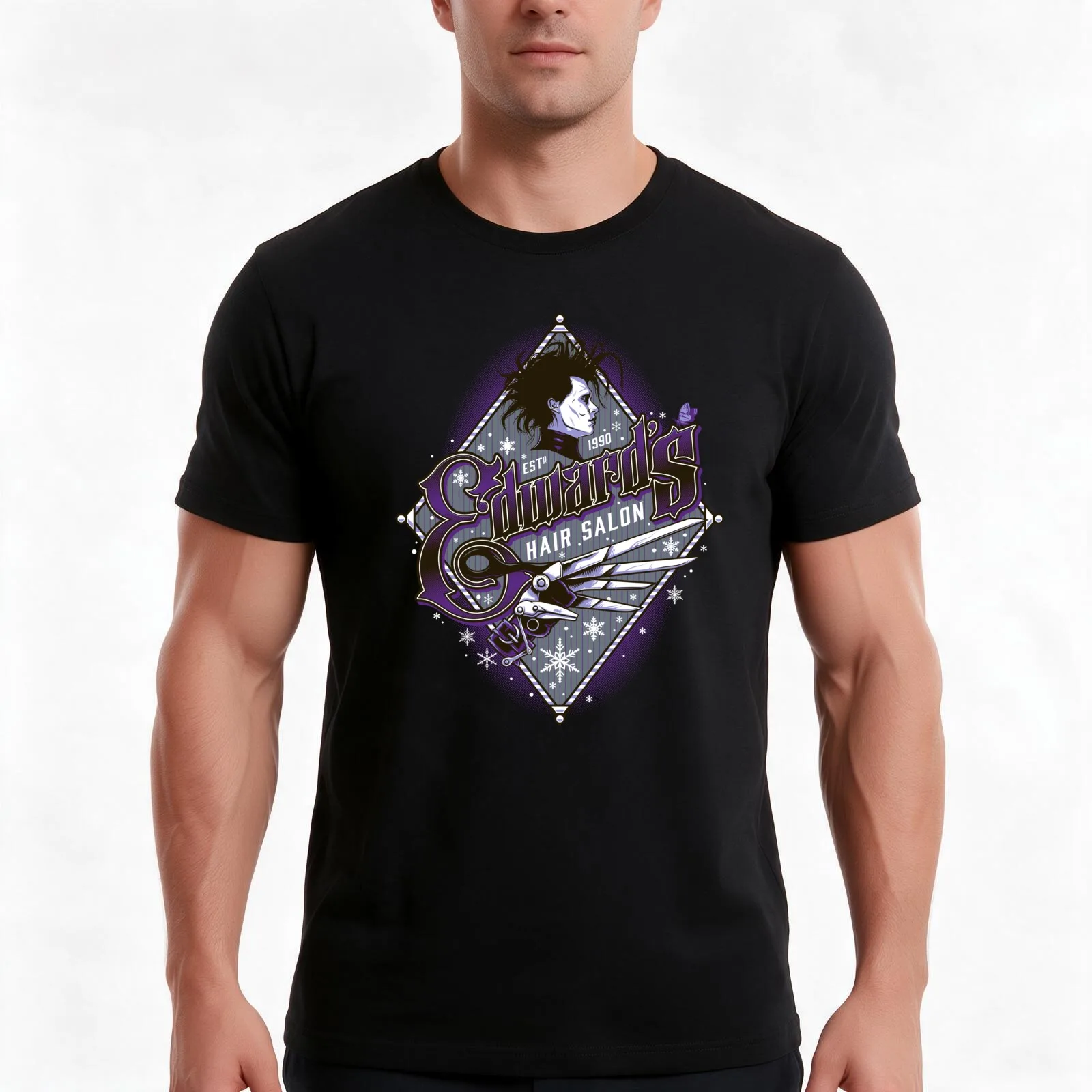 Edward's Salon T-Shirt, Summer Casual Cotton Tee, Oversized Streetwear Tops, Vintage Graphic Print, Loose Fit Short Sleeve
