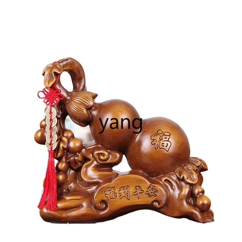 

lmm Solid Wood Carving Gourd Ornaments Fortune Bringing and Home-Exorcising Feng Shui Home Living Room TV Cabinet Furnishings