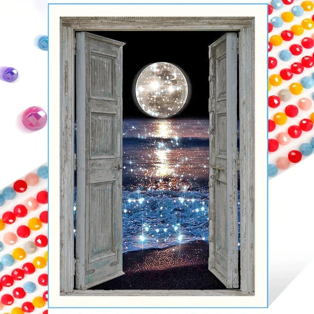 

Набор алмазной живописи, вид на окно, набор для вышивки крестом ручной работы своими руками, алмазная живопись с мозаикой, украшение для дома, праздничный подарок