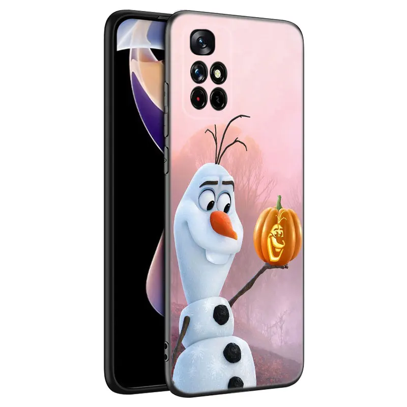 Cute O-Olaf Black Silicone Phone Case For Xiaomi Redmi Note 10 11 11S 12 13 4G 8 9 11T Pro 5G Plus 8T 9S 10S 12S