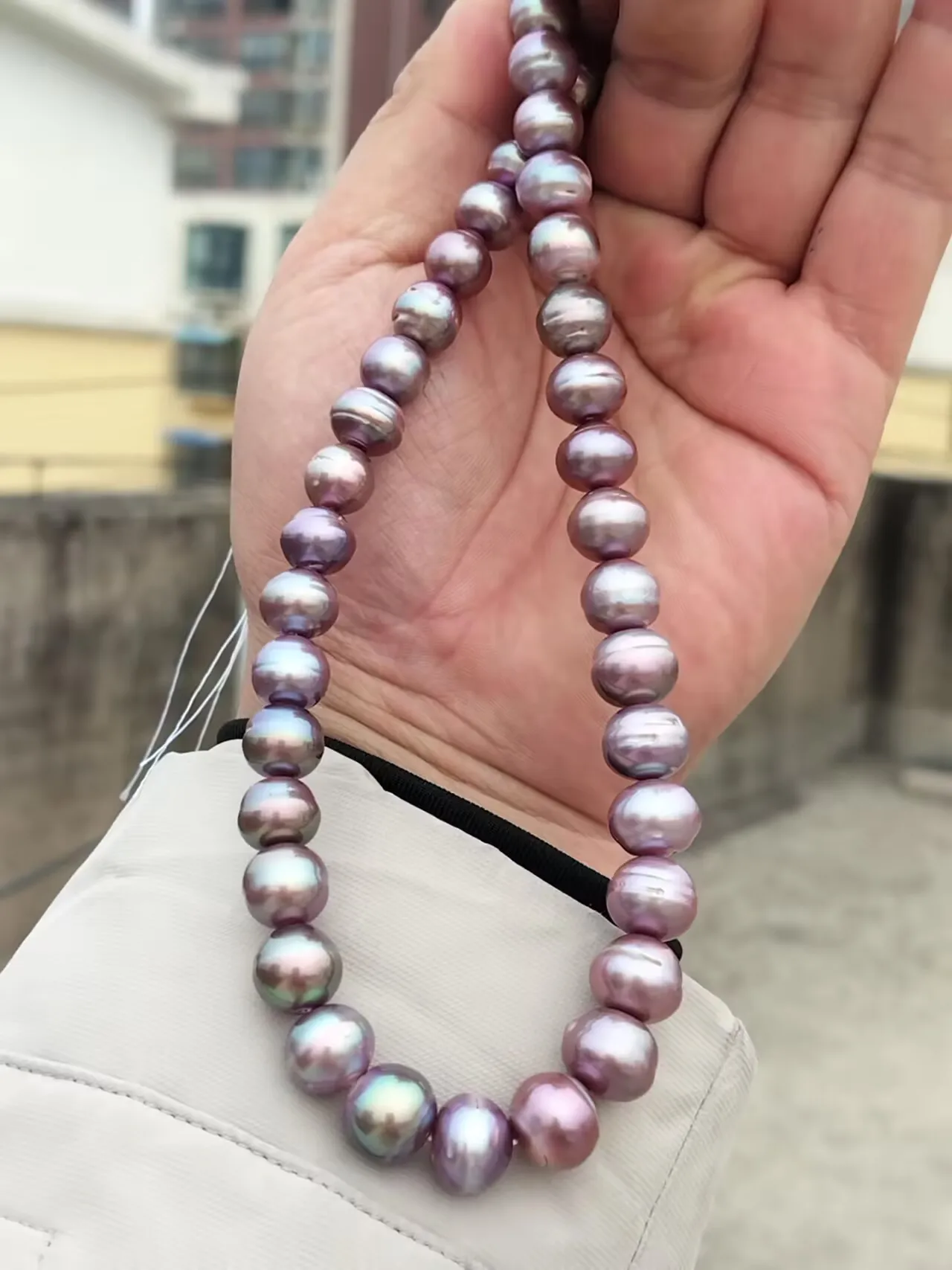 

hot AAA 11-14mm South Sea Natural Round purple Pearl Necklace 16in 18in 7.5-8in 14k