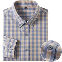 Nuevas camisas de calidad para hombre, camisa de vestir Formal de corte Regular suave a rayas informales de algodón puro de manga larga, ropa Social para hombre