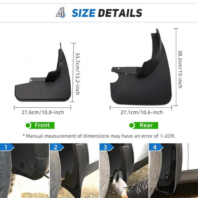 Accessories Set Molded Mud Flaps for Mercedes Benz ML Class W164 2006~2011 2009 2010 Mudguard Splash Guards Fender Mudflaps