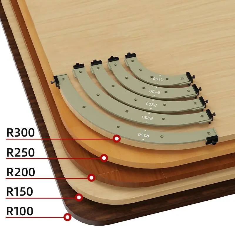 البلاستيك النجارة زاوية مستديرة نصف القطر قوالب الزاوية توجيه دليل R100 R150 R200 R250 R300 منحنى دليل خزانة حافة صب