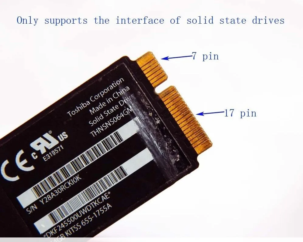 SATA to 2012 MacBook Air A1465 A1466 SSD Convert Card Adapter Riser Card Board SATA 6Gbps to 2012 Macbook Air SSD and Retina SSD