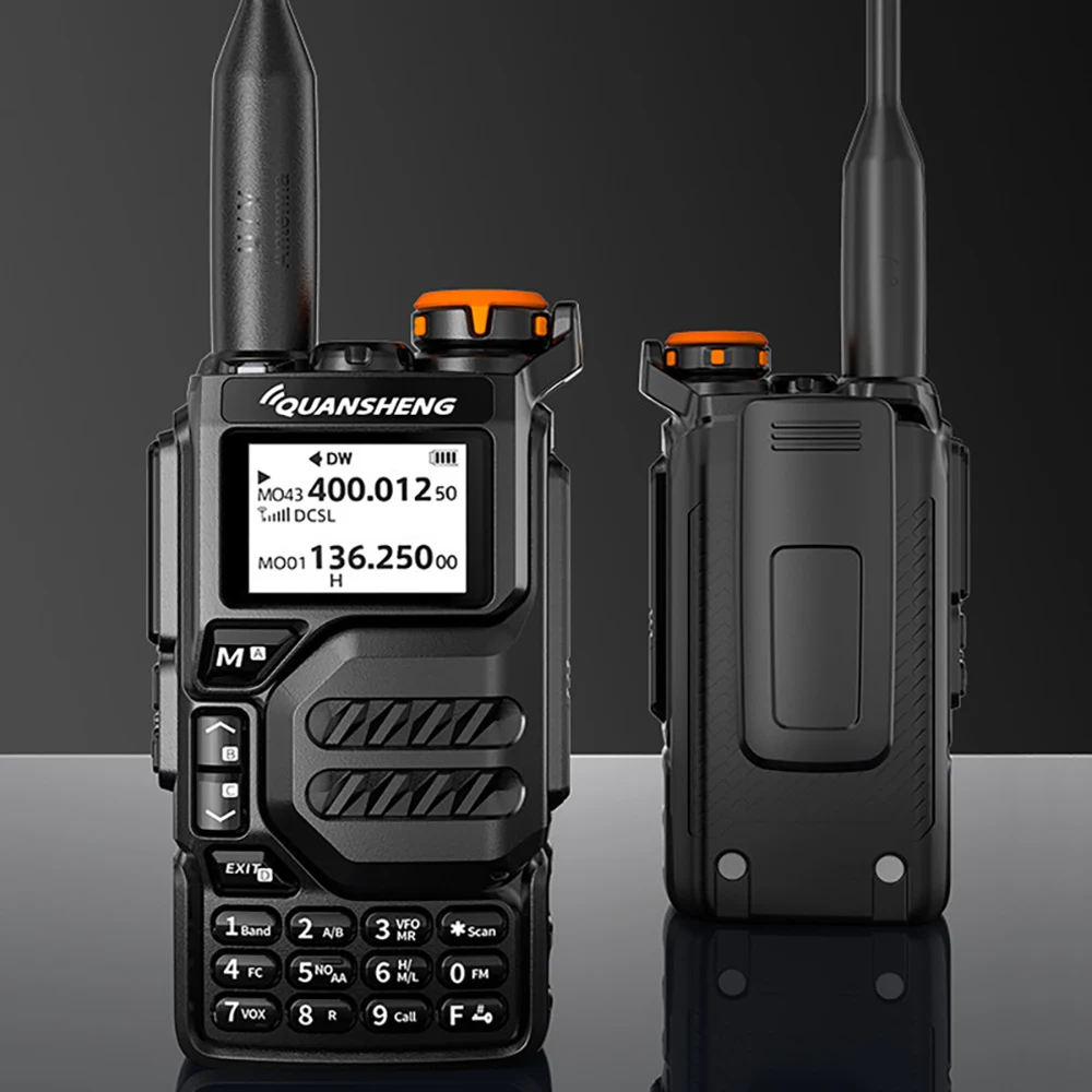 Quansheng-impermeável Dual Band Walkie Talkie, lanterna LED, portátil Transceiver FM, recarregável, 5 W, rádio em dois sentidos, UVK5, UV-K5