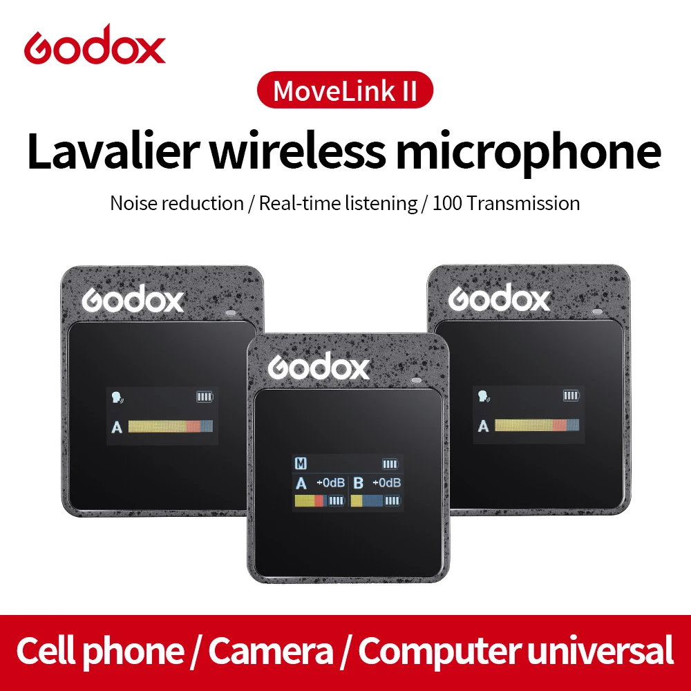 Godox Movelink II 2.4Hz M1 M2 Wireless Microphone Camera Mobile Phone Radio Collar Clip type