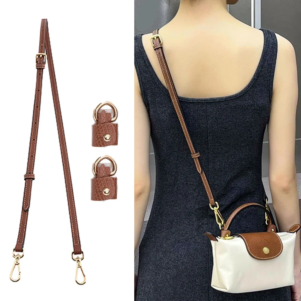 Bag Transformation Accessories For Longchamp Mini Bag Straps Punch-free Genuine Leather Shoulder Strap Crossbody Conversion