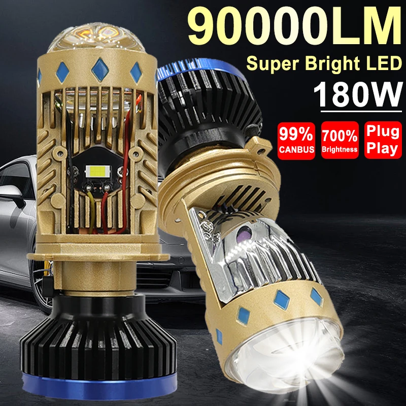 

T8 H4 Lens Automotive LED Laser Bulb Retrofitting with Integrated Far and Near Lights Super Bright Canbus Dual bi led projector