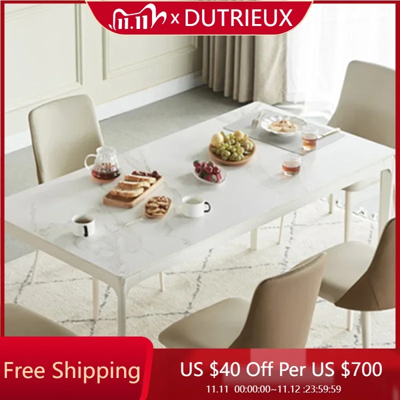 

Прямоугольный белый обеденный стол, скандинавский минималистичный кухонный современный чехол для обеденного стола, роскошные украшения Mesa De Jantar, аксессуары