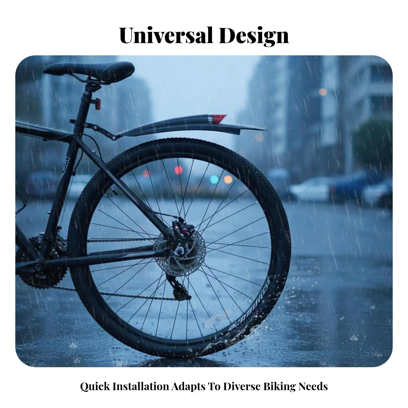 2 Pieces Front and Rear Bike Fenders Flexible Adjustable Cycle Mudguard Adjustable Spray Guard Wide Design for Commuters