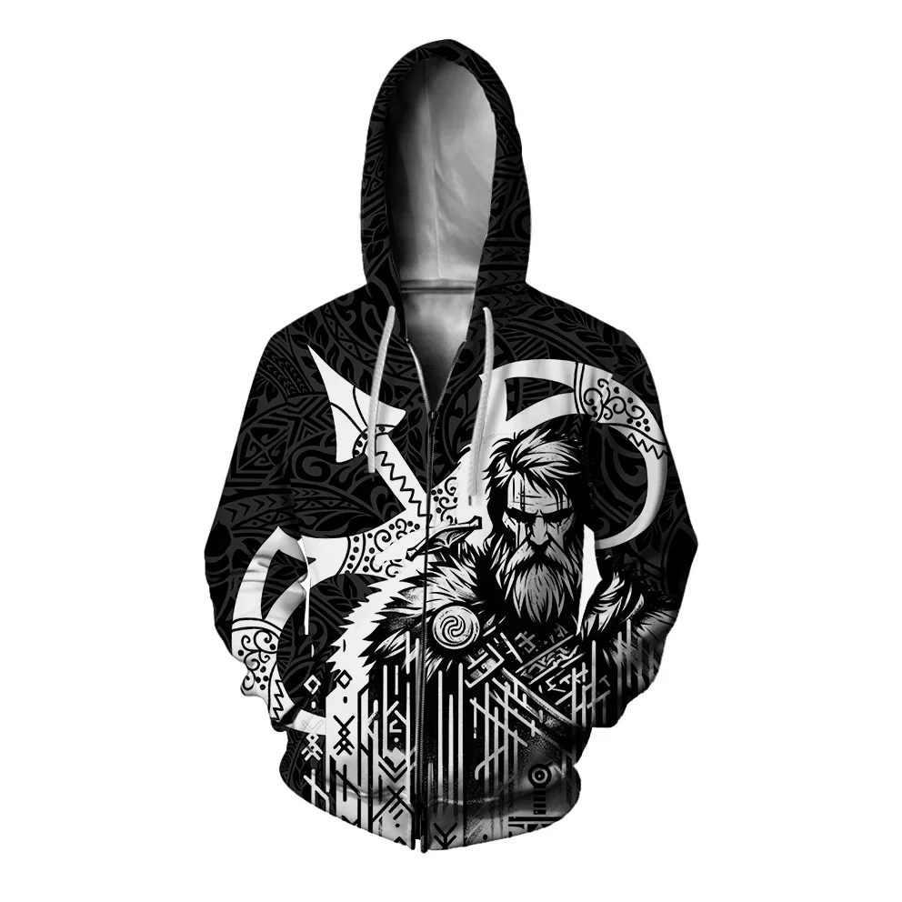 

Casual Fashion Sweatshirt Trendy Warrior Print Sweatshirt Men's Clothing Comfortable and Versatile Man Hoodie Zip Up Hoodies