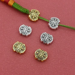 10pcs/Lot Chinese Culture Letters Prayer Metal Beads 11.5x9.5mm Decoration Jewelry Retro Spacers DIY Pendants Bracelets Findings
