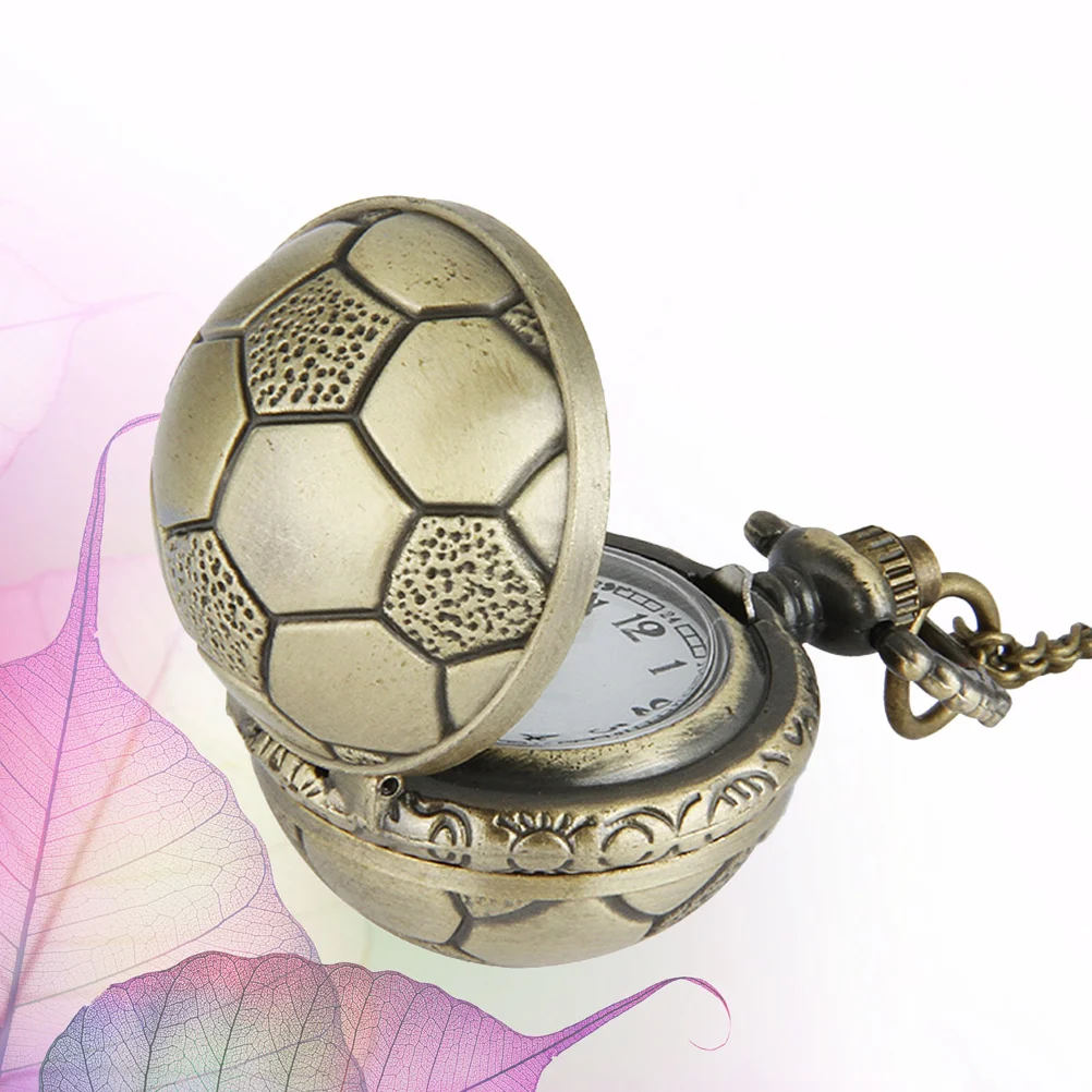 

1pc Vintage Pocket Watch Bronze Soccer Shape Design Fashion Decorative Timepiece For Men Creative Gift Accessory