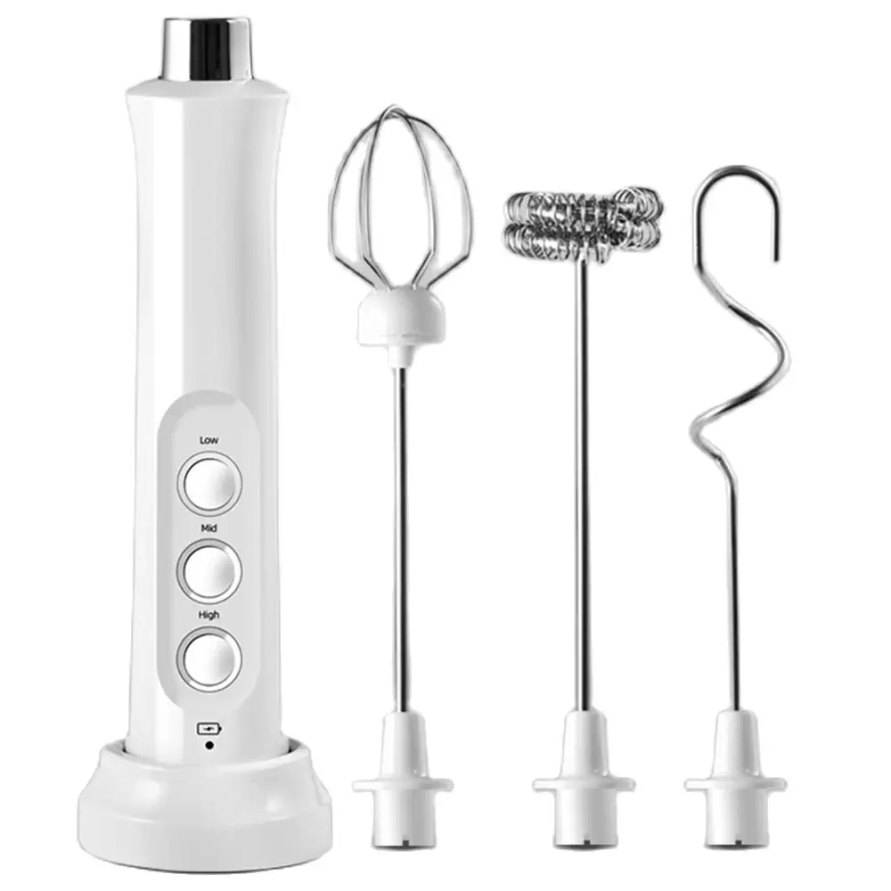 3 In 1 Draagbare Oplaadbare Elektrische Melkopschuimer Schuim Maker Handheld Foamer Hoge Snelheden Drink Mixer Koffie Opschuimen Wand