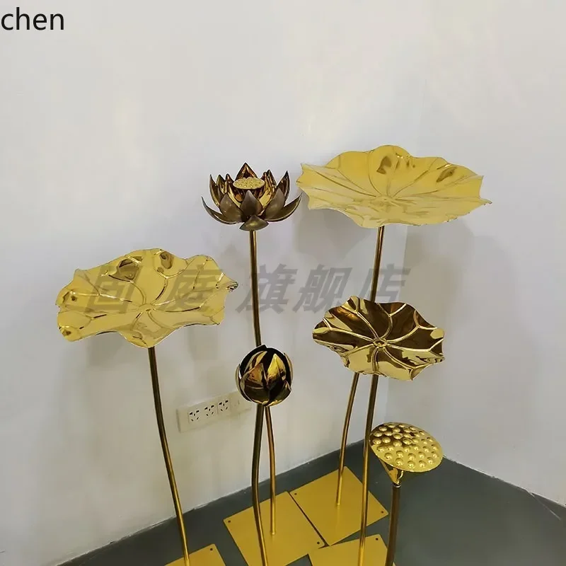 y9.3-stainless steel lotus leaf floor ornament indoor courtyard pool water feature decorative lotus
