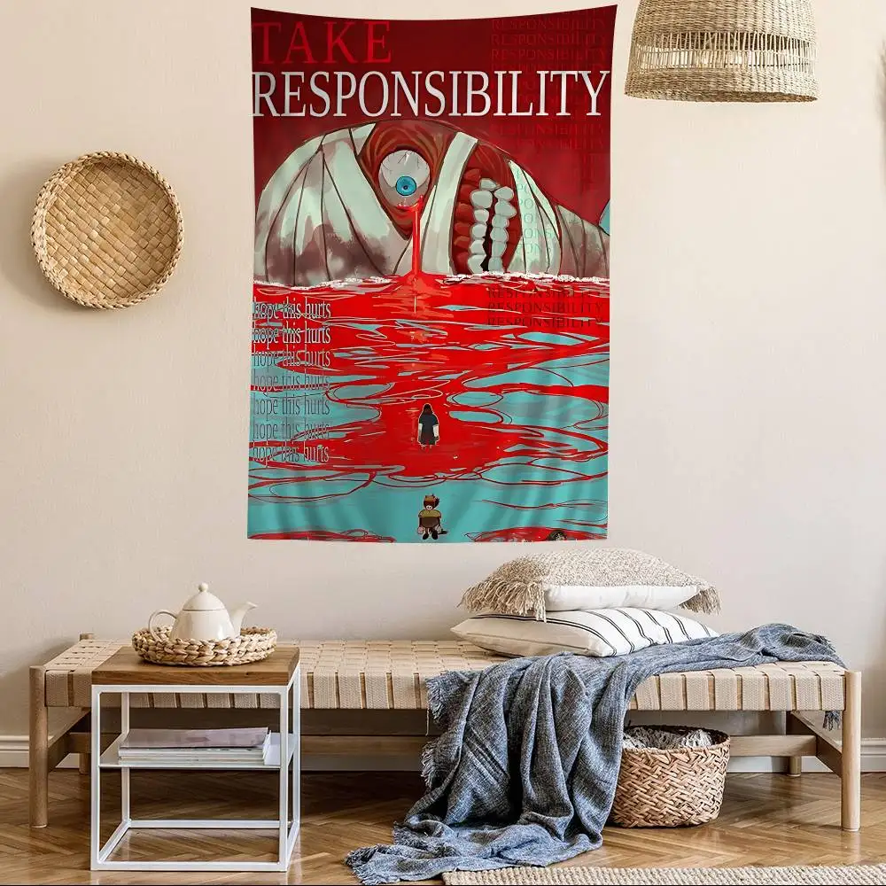 Game M-Mouthwashing Printed Large Wall Tapestry Art Science Fiction Room Home Decor Decor Blanket
