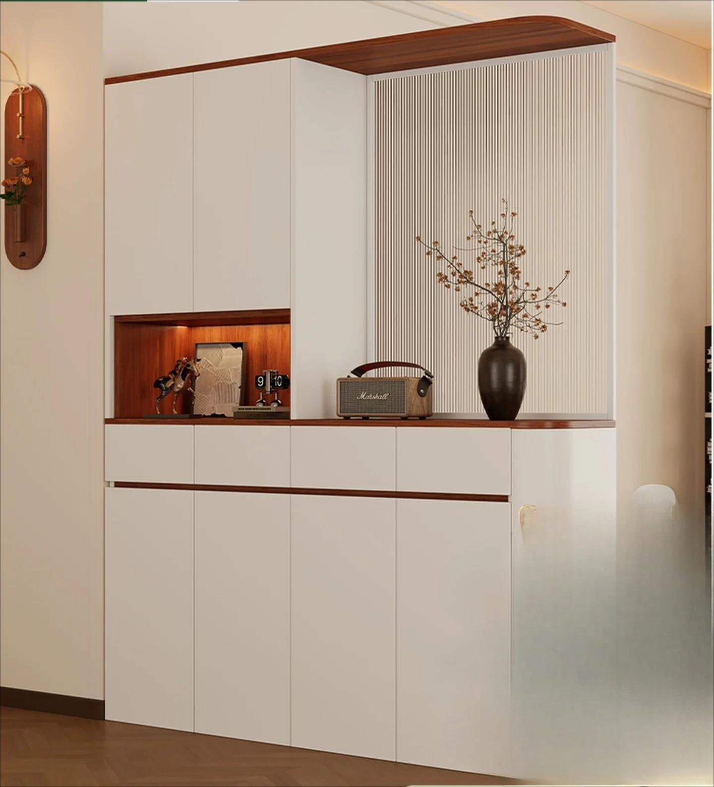 Solid wood entrance cabinet, facing the door, partition cabinet, living room storage and storage cabinet, integrated shoe cabine