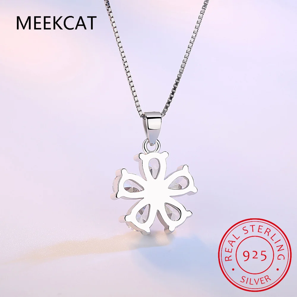 Настоящее короткое ожерелье из стерлингового серебра 925 пробы с цветочным кулоном, подарок на день рождения для женщин, мамы, жены, дочки, ювелирные изделия DS3590
