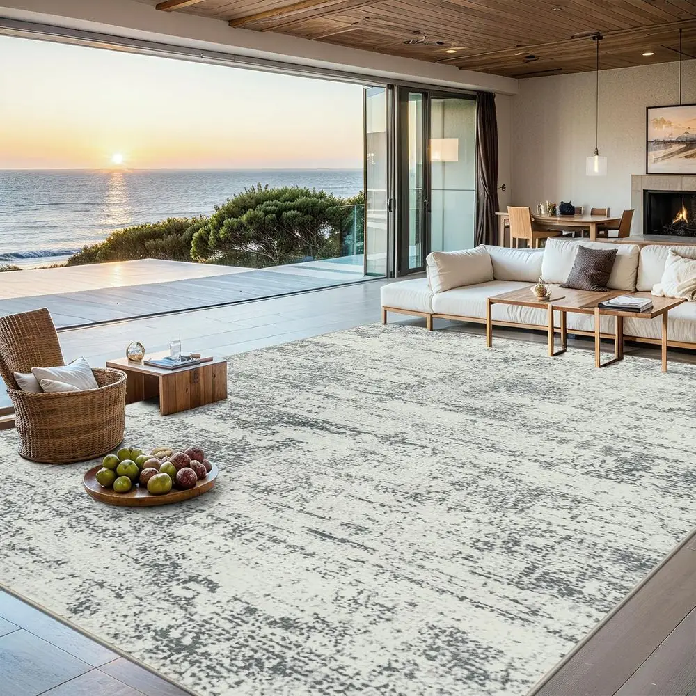 

8x10 Area Rugs or Living Room - Washable Rug ern Abstract Sot Large Neutral Non-Slip Carpet Indoor loor Stain Resistant Thin Car