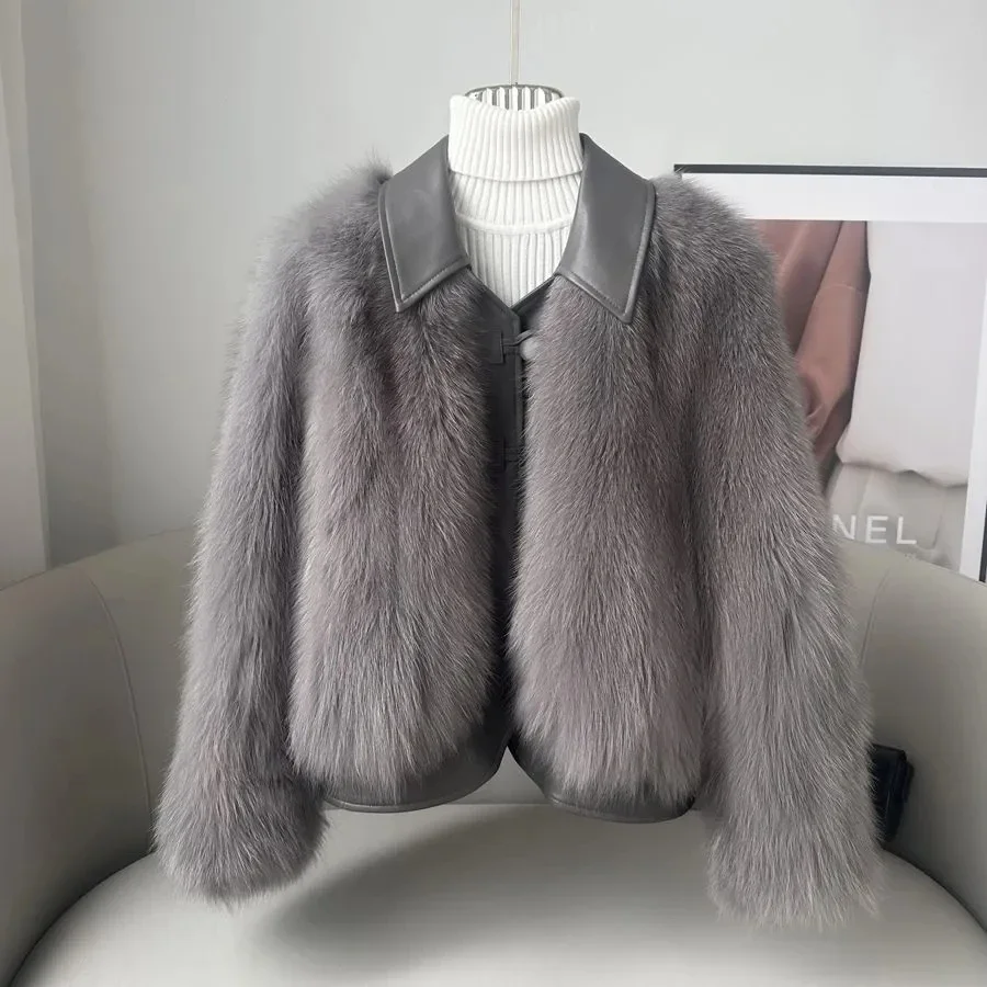 2025 Autumn Winter New Small fragrance style Short imitation fur Coat Women's Fashionable Slim Thick Imitation fox fur Coats