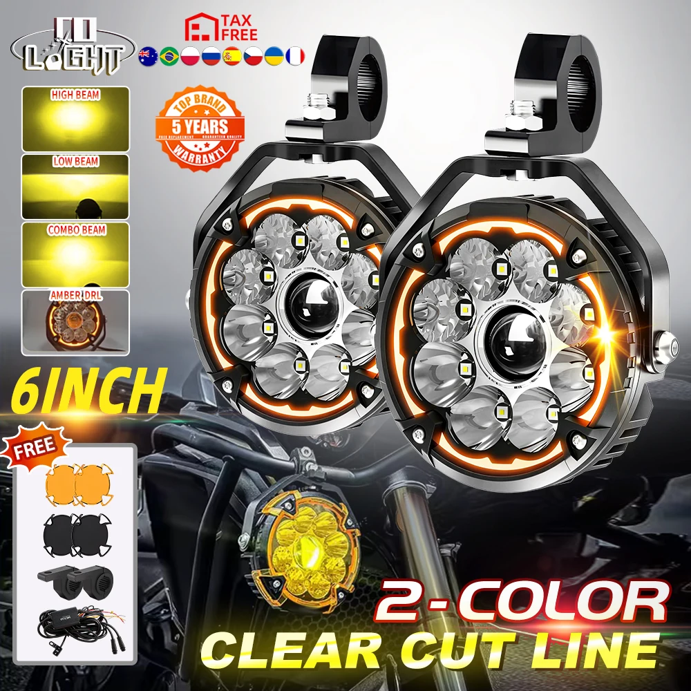 CO LIGHT Motorcycle LED Driving Work Lamp 6inch DRL Foglights 12V 24V For BMW R1200GS LC ADV R1250GS F900R R9T off-road use