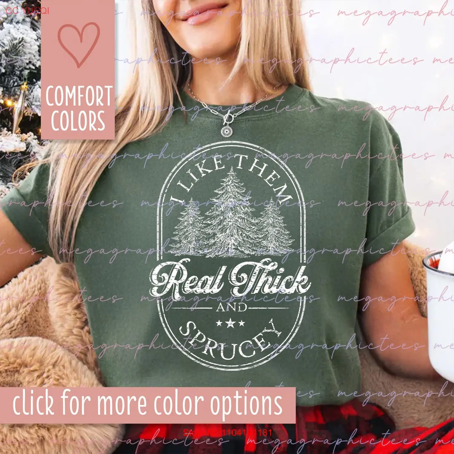 Comfort Colors I Like Them Real Thick and Sprucey T Shirt Retro Christmas 001057 long or short sleeves