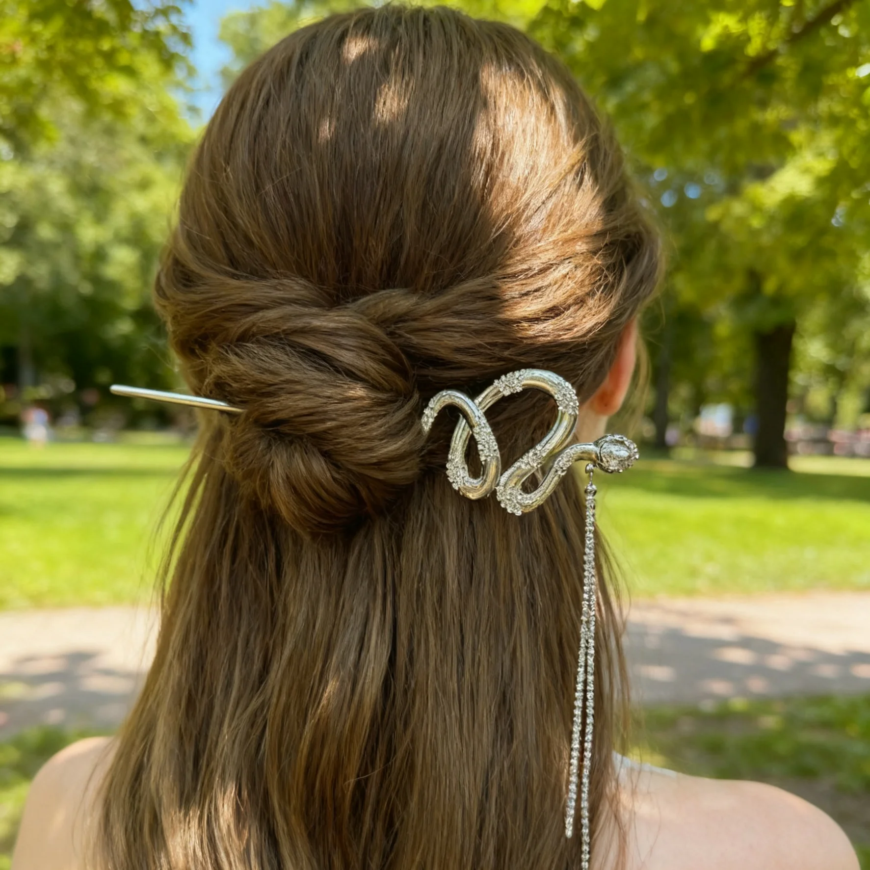 Horquilla para el pelo con borlas de estilo chino para mujer, horquilla para el pelo con diamantes de imitación en forma de serpiente, pinzas para el pelo Retro, accesorios para la cabeza, 1 ud.