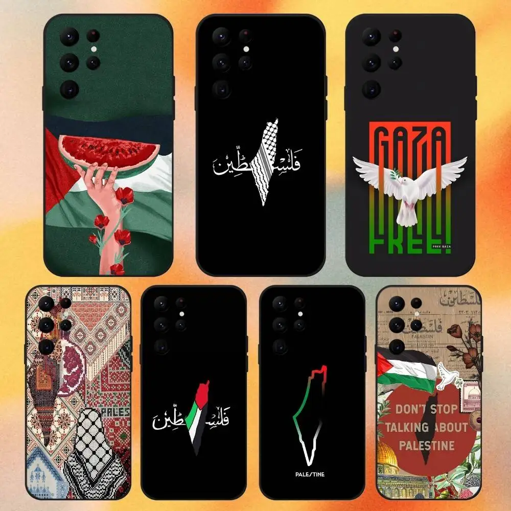 

EmbroidereS-GAZA-PalestinES-S Phone Case For Samsung S 25,24,23,22,30,21,10,9,Ultra,Plus,Lite,FE,4,5G Black Soft Case