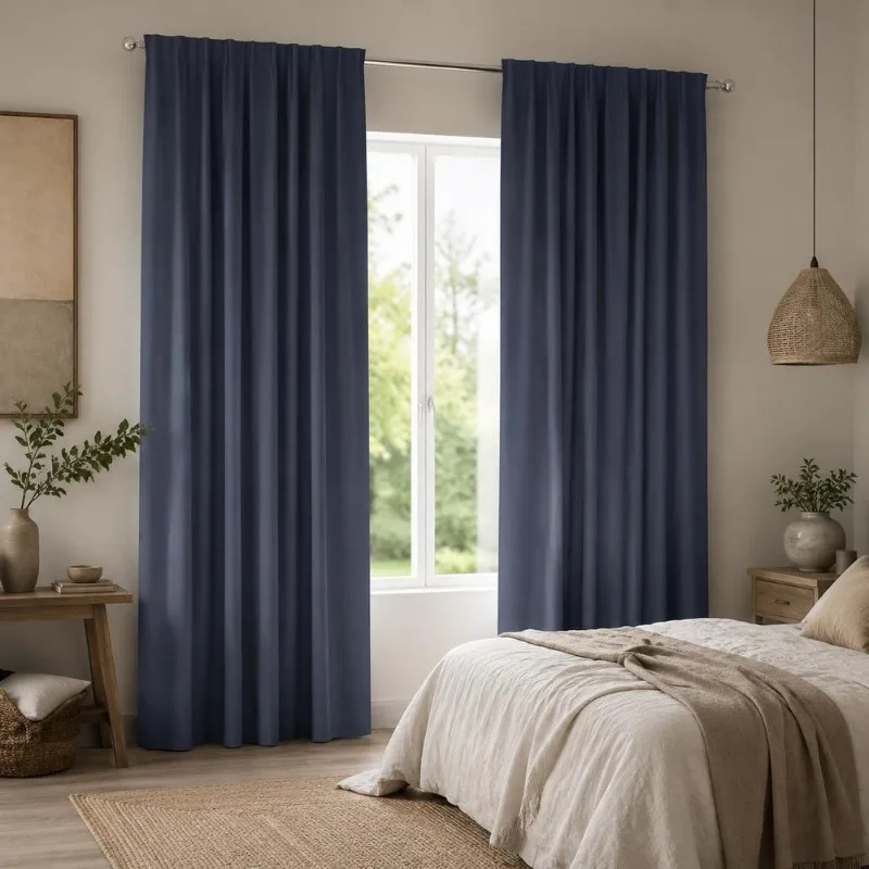 Rideaux occultants en polyester à triple tissage, système de crochets et anneaux coulissants, fixation extérieure sur fenêtre, blocage de 80 à 90 % de la lumière, intimité optimale pour salon, chambre, bureau, rideaux 245 x 140 cm