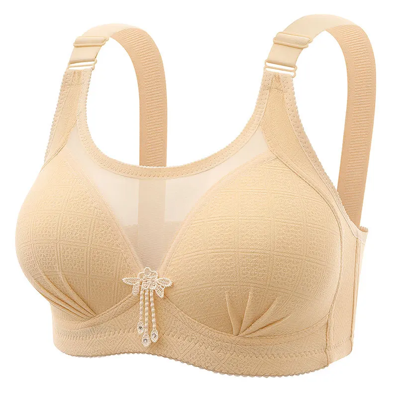 New Mesh U-shaped  Without Steel Ring Gathering Lightweight Thin Women\'s Bra Comfortable Breathable Underwear Plus Size Bra