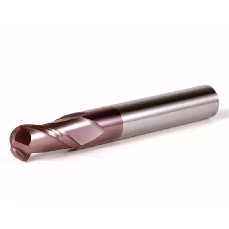 ROMTIC HRC60 Tungsten Steel Carbide Nano Coating 2-Flute Ball End Milling Cutter CNC Mechanical Machining Center End Mill Tools