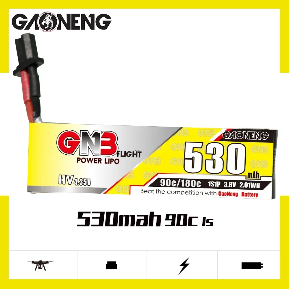 

GAONENG GNB 530 мАч HV 1S 90C 180C 3,8 В с кабелем GNB27 LiPo аккумулятор Yinywhoop Tiny7 NewBeeDrone таракан HGLRC