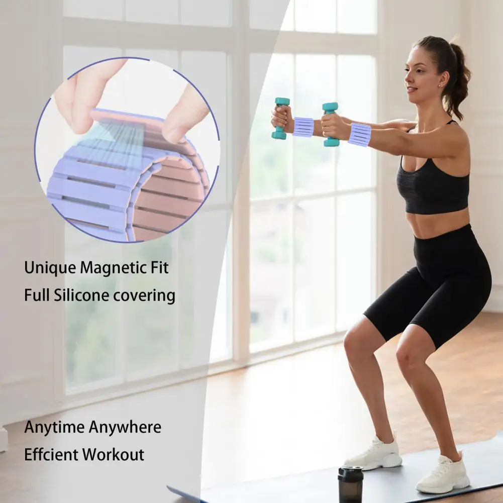 

1 Pair Magnetic Buckle Ankle Weights Adjustable Wrist Weights Sports Weighted Bangles Running Yoga Gym Arm Leg Workout Bracelet