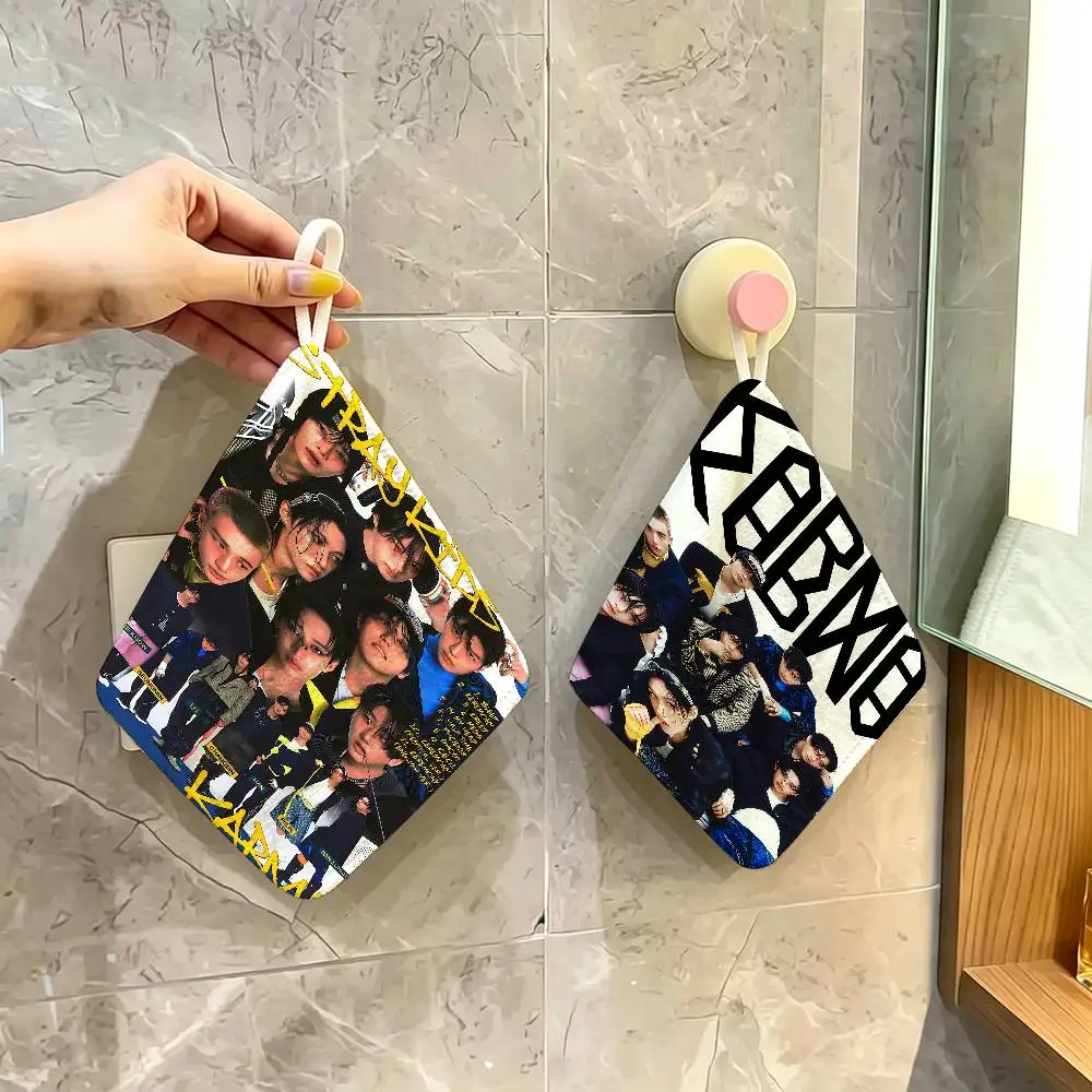 Popular Kpop S-Stray K-Kids Polyester Cotton Hanging Kitchen Towel, Soft Hand Wiping Towel, Reusable for Kitchen Bathroom Home