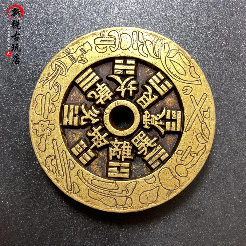 Diameter55mmBrass Thickened Mountain Ghost Carrying Gossip on the Back Spend Lucky Coin Weight Money Brass Paper Weight Antique