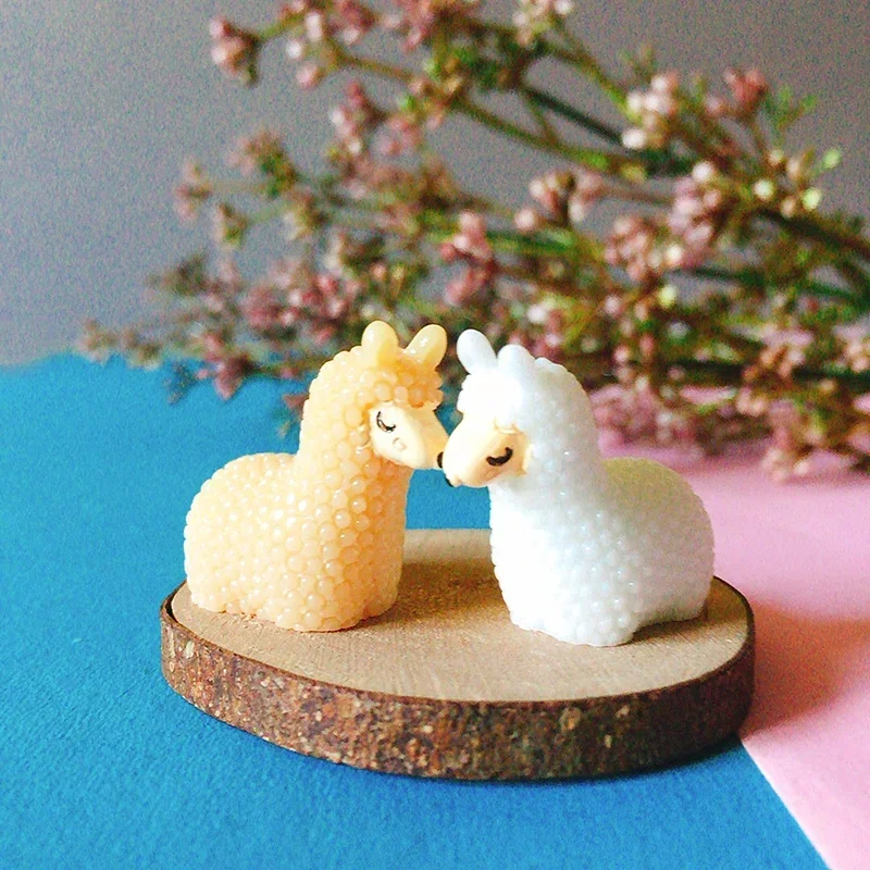 10Pcs/Alpaca/miniatures/lovely cute animals/fairy garden gnome/moss terrarium decor/crafts/figurine/statue/diy supplies