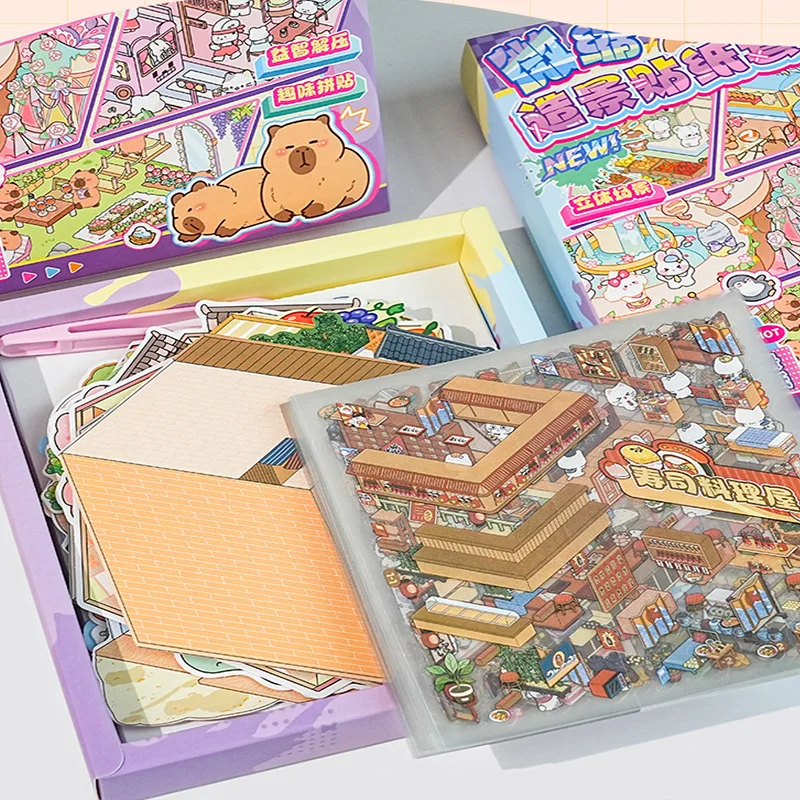 مجموعة مكونة من 61 قطعة، تتضمن 20 بطاقة سين، و40 ملصقًا وزوج واحد من الملقط، وملصقات مشهد صغيرة ثلاثية الأبعاد، ومناظر طبيعية ثلاثية الأبعاد مصنوعة يدويًا