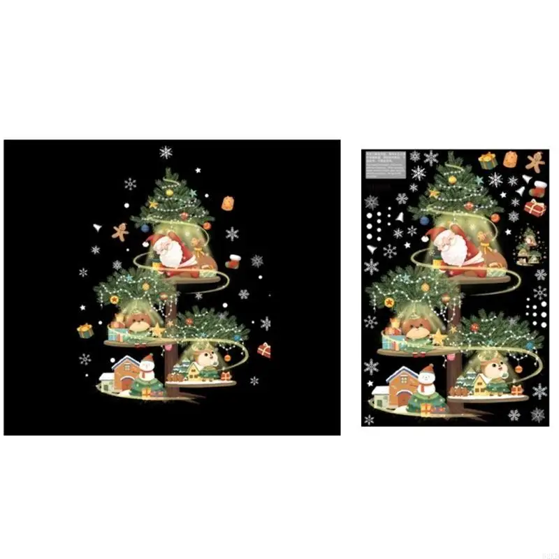 62KD Christmas Snowflake Window Sticker Merry Christmas Santa Electrostatic Stickers