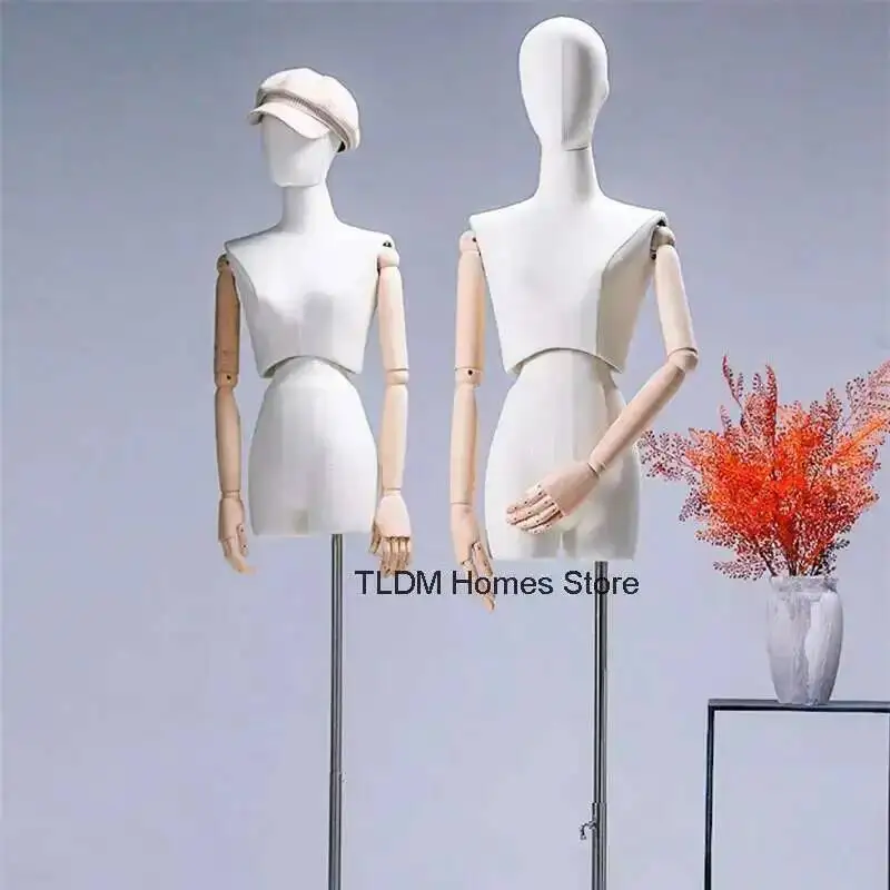 

Cloting Wooden Mannequin Arm Dress Fabric Adjustable Mannequin Display Bust Stand Woman for Rack Wedding Metal Base Mannequin